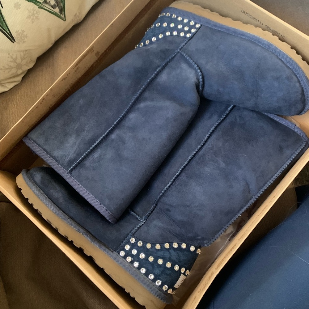Tall Classic Navy UGGs with Bling